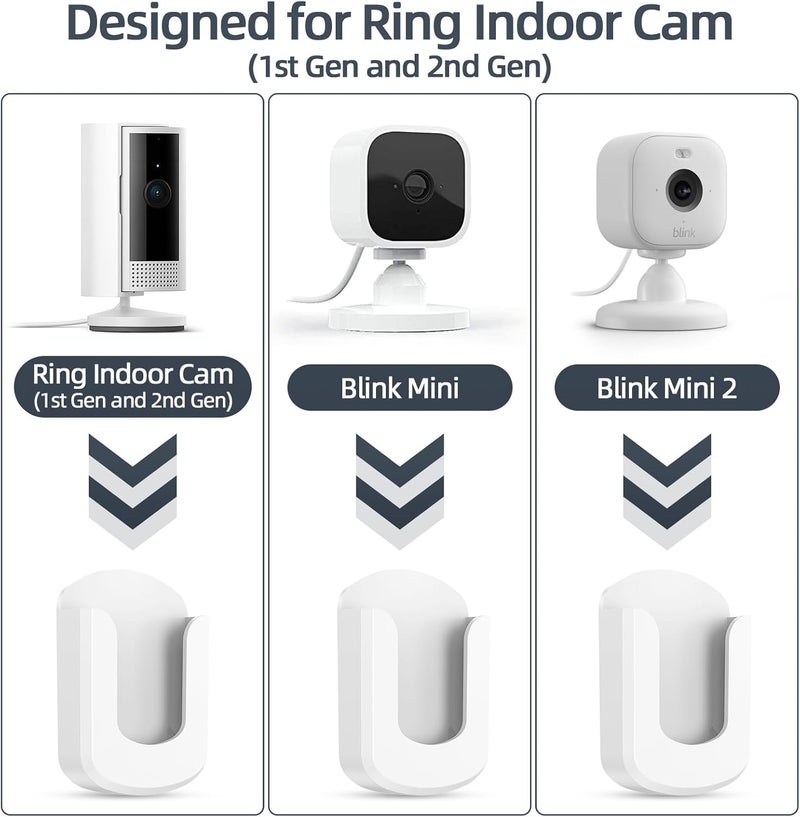 KTCEFE No Drill Ring Indoor Cam Adhesive Wall Mount Bracket - No Screws Needed, Easy Install - Compatible with Ring Cameras(1st Gen and 2nd Gen) for Home Surveillance (5 Pack) - Image 2